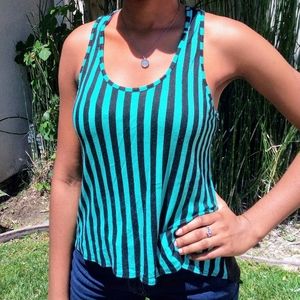 Julia green striped tank top